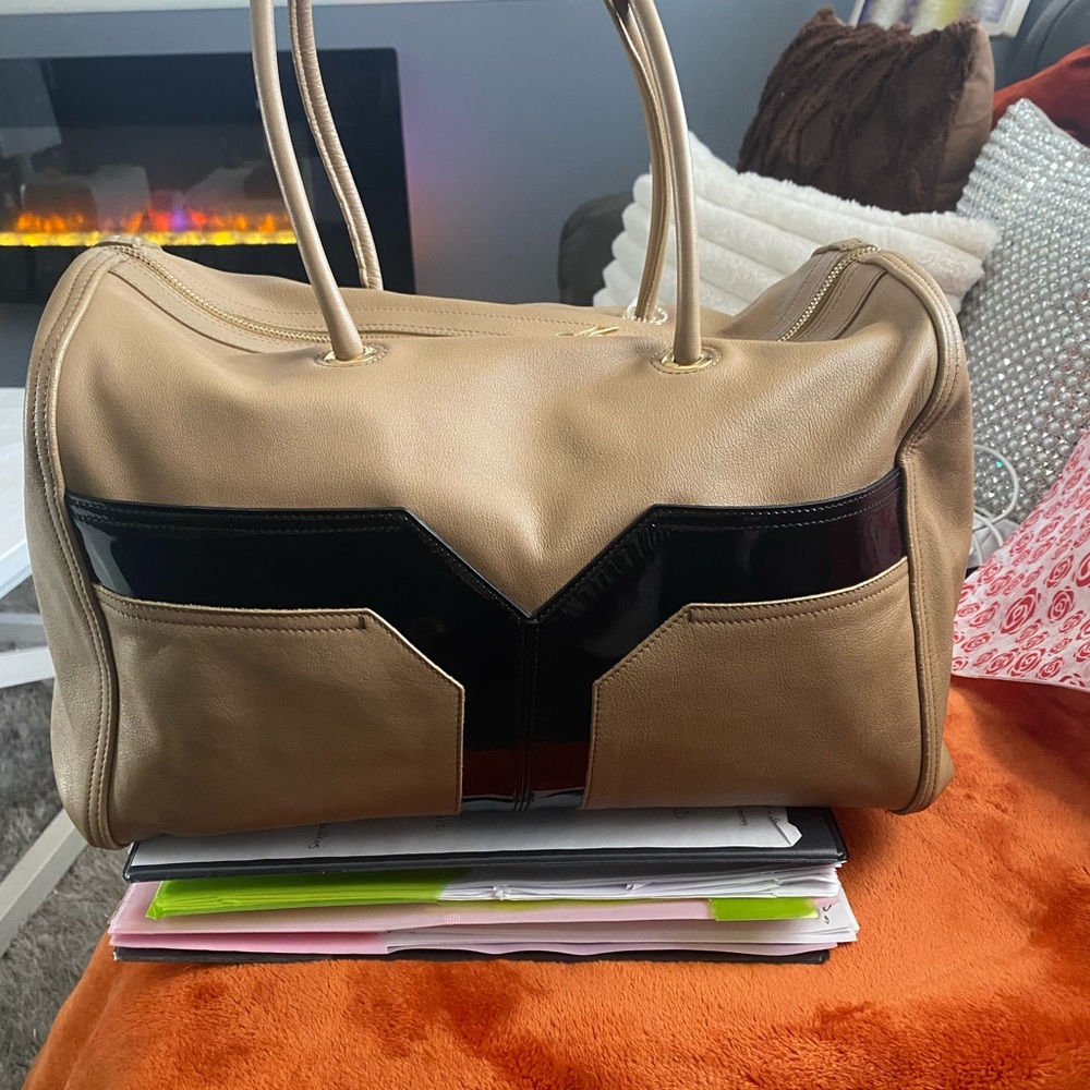 Yves Saint Laurent Tan and Black Hobo Bag